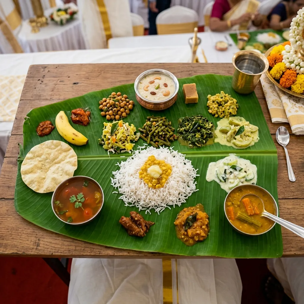 Traditional South Indian Wedding Feast on Banana Leaf